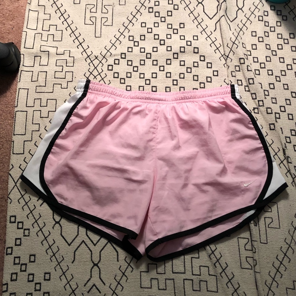 Kids pink nike running shorts